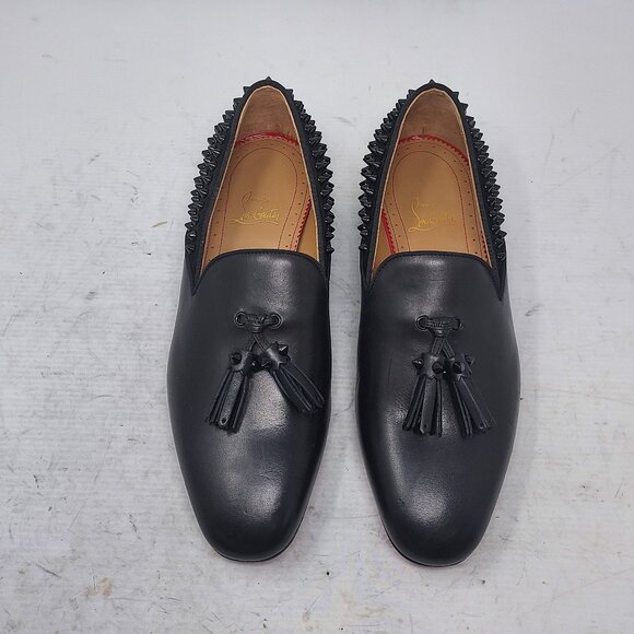 Christian Louboutin Black Tassilo Spike Stud Tassel Leather Loafer - Picture 7 of 11